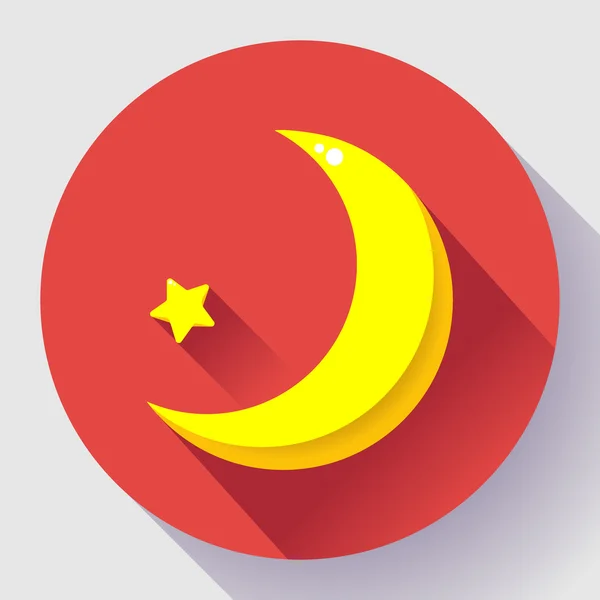 Moon and stars at night - Vector icon. Flat design style — Stock Vector