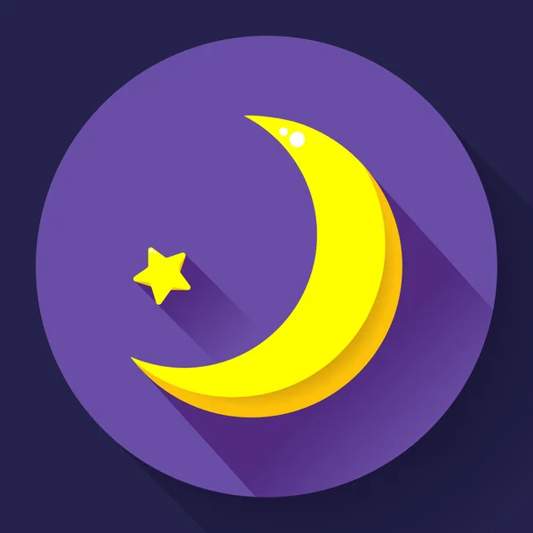 Moon and stars at night - Vector icon. Flat design style — Stock Vector