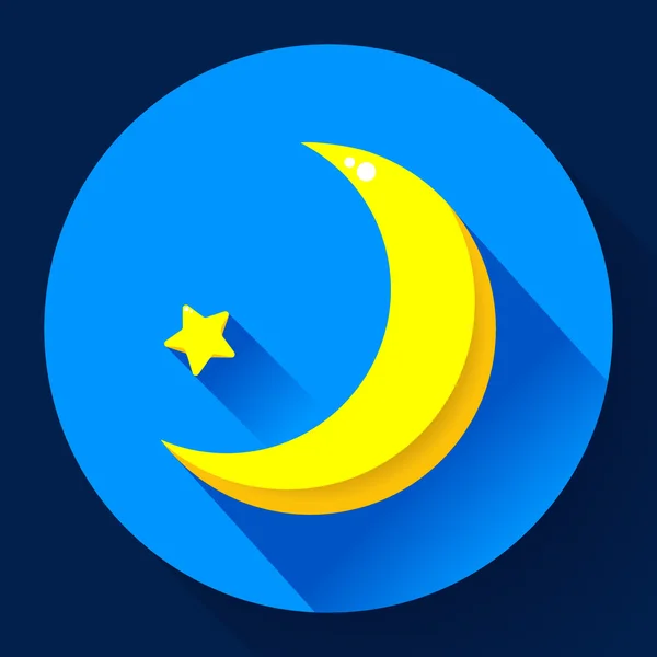 Луна и звезды ночью - векторная икона. Плоский дизайн — стоковый вектор