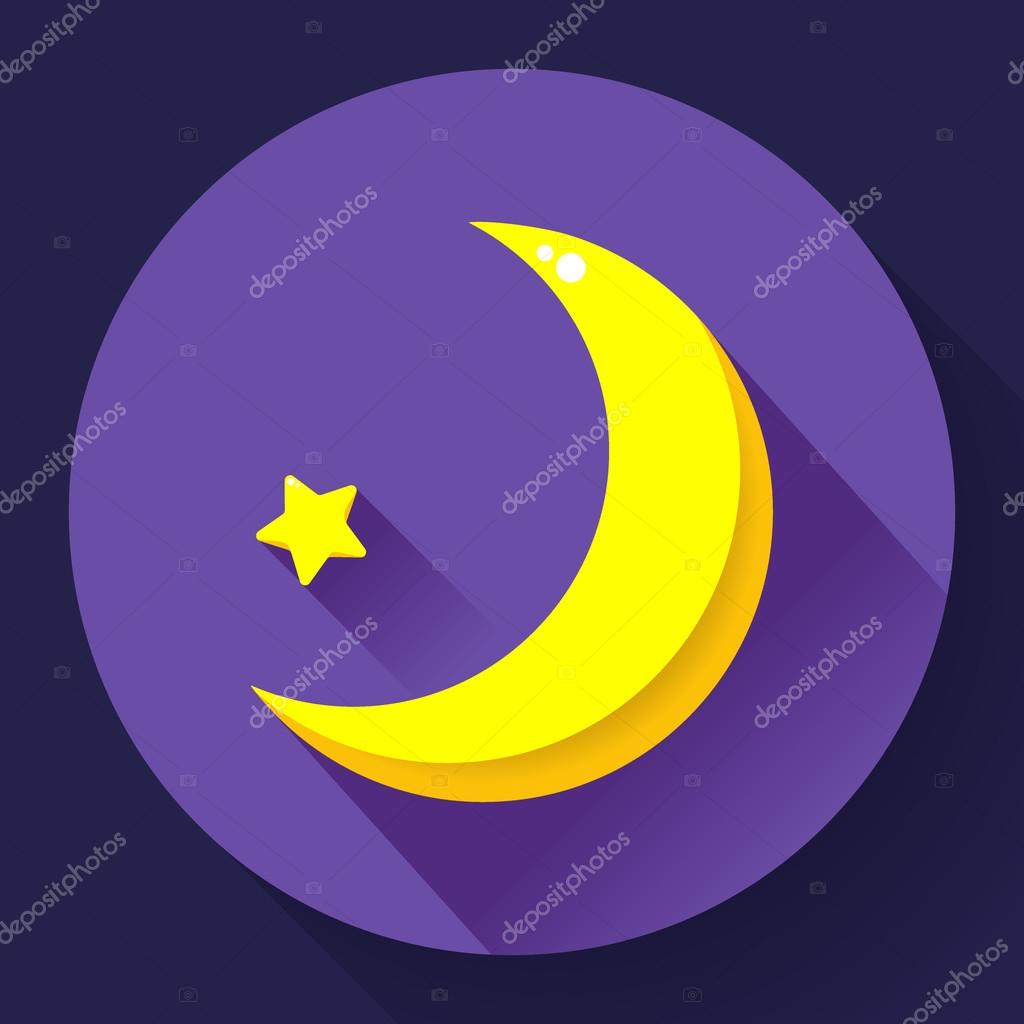 月と星の夜 ベクトルのアイコン フラットなデザイン スタイル ストックベクター C Marysan