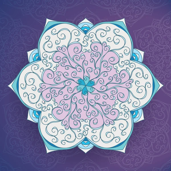 Kartu vektor Iced Vintage Floral Mandala. Nada dingin - Stok Vektor