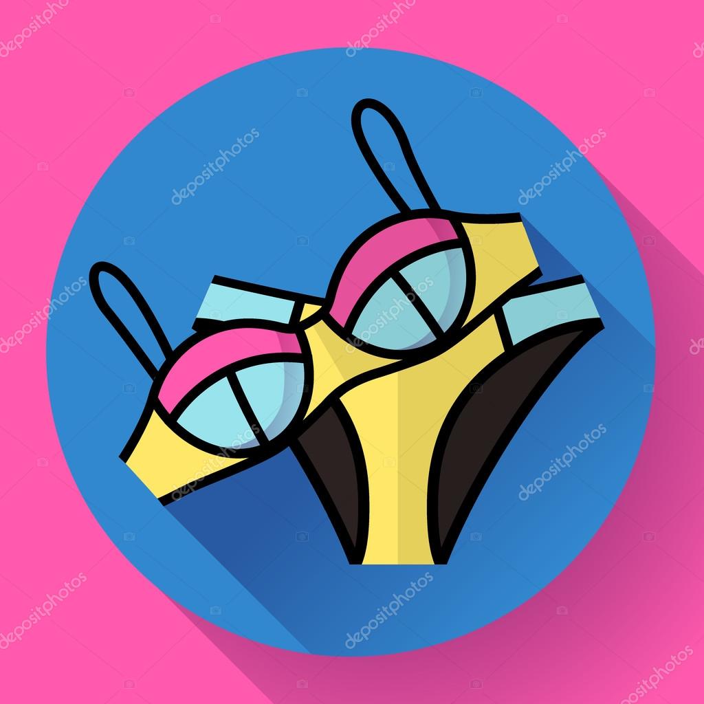 Fashionable women swimsuit bikini vector icon. Flat design style