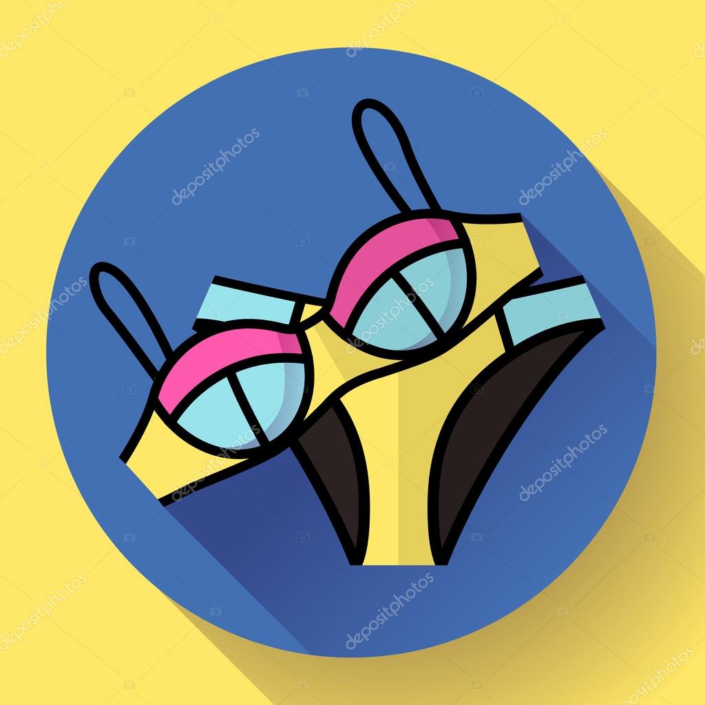 Fashionable women swimsuit bikini vector icon. Flat design style