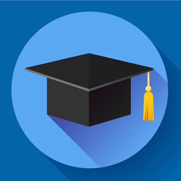 Icono de la tapa de graduación. Estilo de diseño plano . — Vector de stock