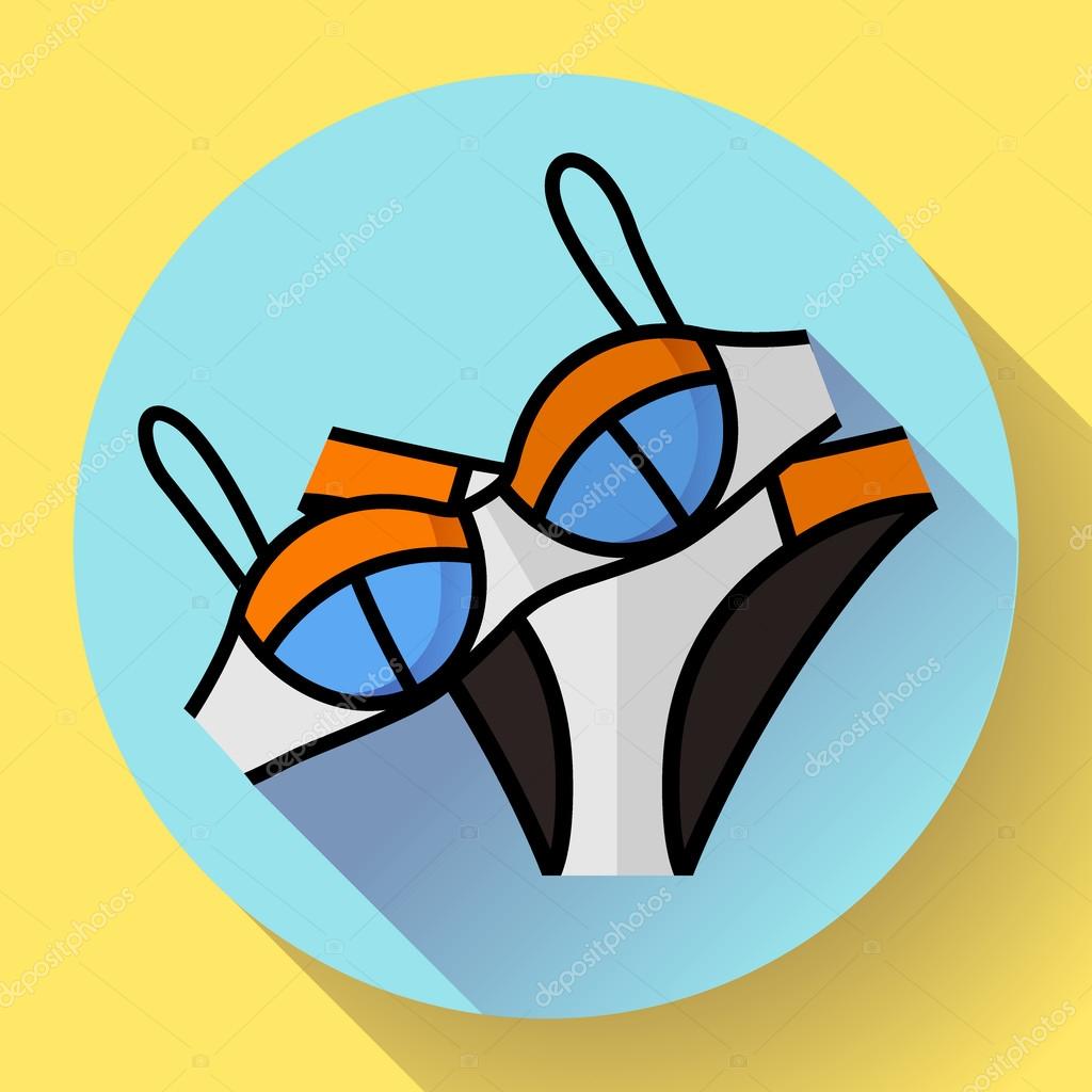 Fashionable women swimsuit bikini vector icon. Flat design style