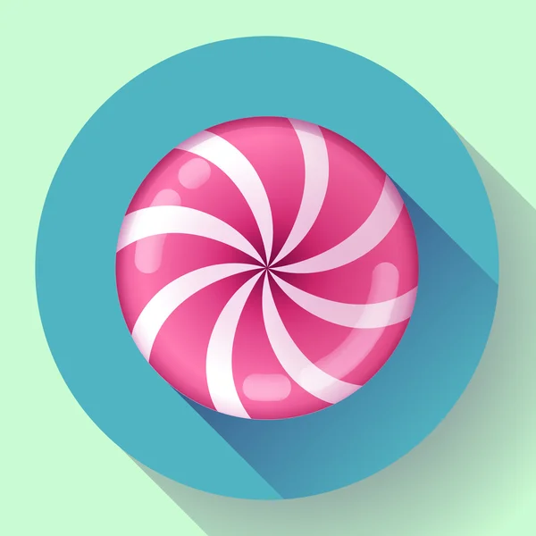 Süße Lollipop-Bonbon-Ikone. flacher Designstil. — Stockvektor