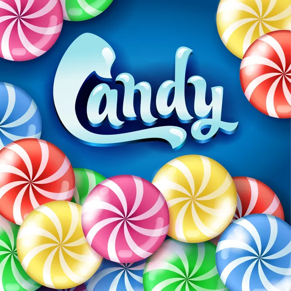 Söt lollipop godis färgstarka bakgrund. — Stock vektor