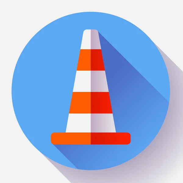 Traffic cone color icon. under construction symbol. Flat design style. — Stock Vector