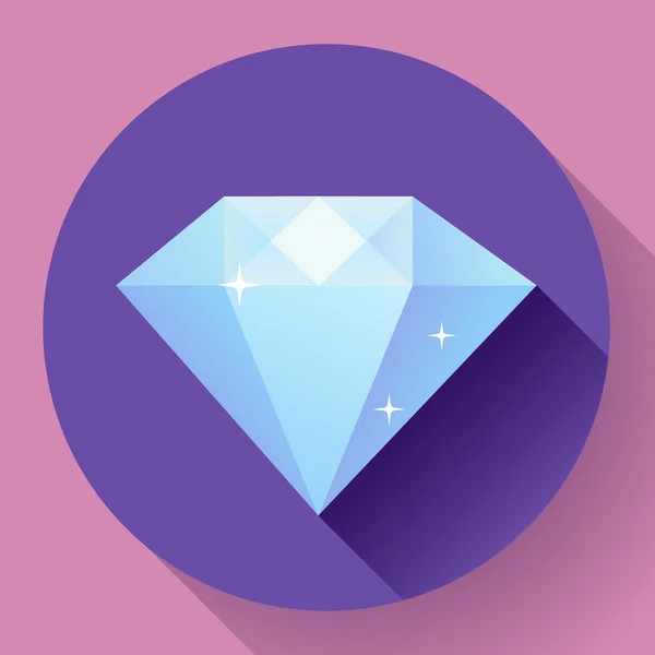 Icono de diamante. Diseño de vector plano con sombra larga — Vector de stock