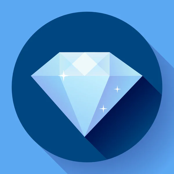 Diamant-Symbol. flache Vektorkonstruktion mit langem Schatten — Stockvektor