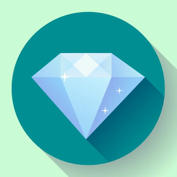 Diamant pictogram. Platte vector design met lange schaduw — Stockvector