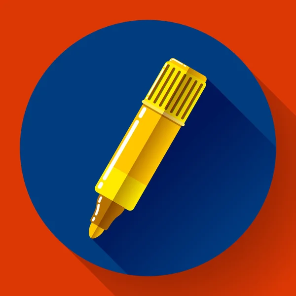 Uzun gölge ile düz stil fosforlu kalem simgesini — Stok Vektör