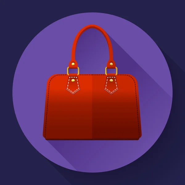 Icona borsa a mano donna moda rossa. Stile di design piatto . — Vettoriale Stock