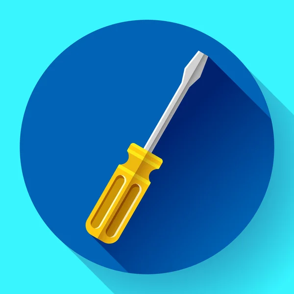 Yellow screwdriver icon - repair and service symbol. Flat design style — Stock Vector