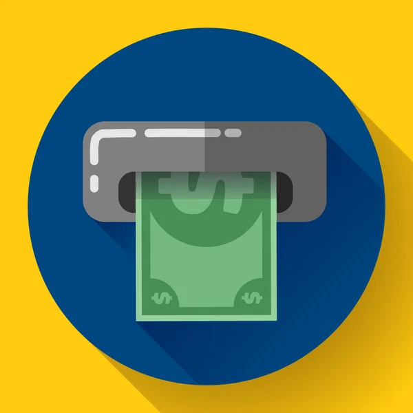 Ottenere denaro da un bancomat icona simbolo della carta Bancomat. Stile di design piatto . — Vettoriale Stock