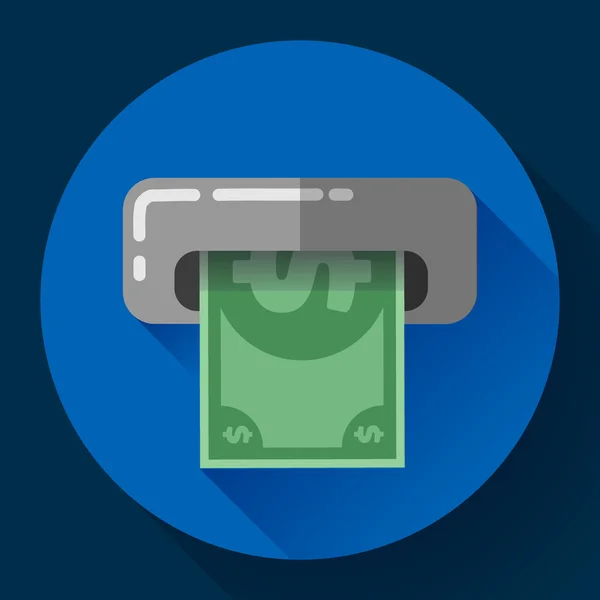 Ottenere denaro da un bancomat icona simbolo della carta Bancomat. Stile di design piatto . — Vettoriale Stock