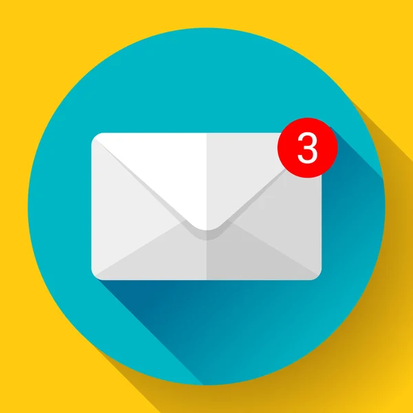 Kuvertet ikonen e-post nya brev sms meddelande anmälan platt 2.0 designerstil. — Stock vektor