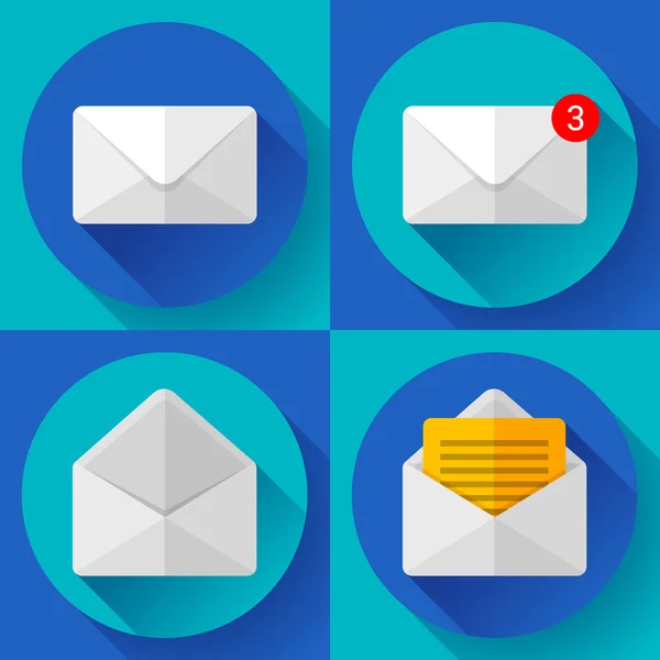 Ustawienie poczty ikona otwartą kopertę listu powiadomienie o nowej wiadomości projekt płaski 2.0. — Wektor stockowy