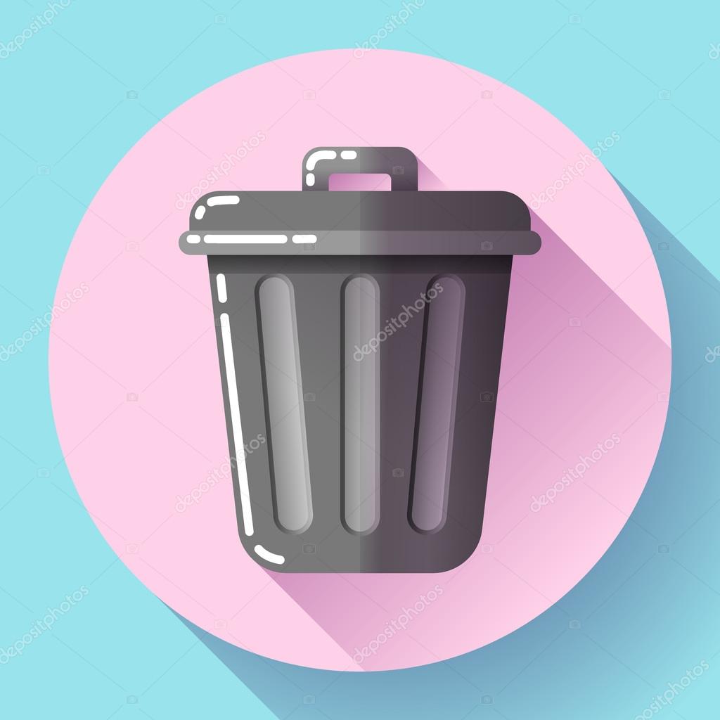 Trash can icon Recycle Bin Garbage Flat Vector Illustration.