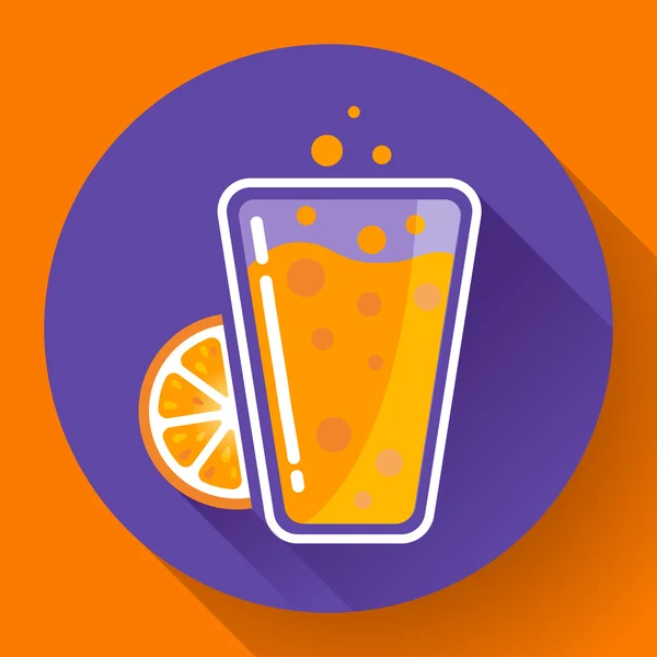 Icono de bebida de té helado plano. vaso de jugo de naranja — Vector de stock