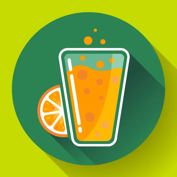 Icono de bebida de té helado plano. vaso de jugo de naranja — Vector de stock
