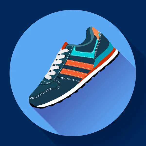 健身训练跑步鞋运动鞋鞋平面设计与长长的影子 — 图库矢量图片