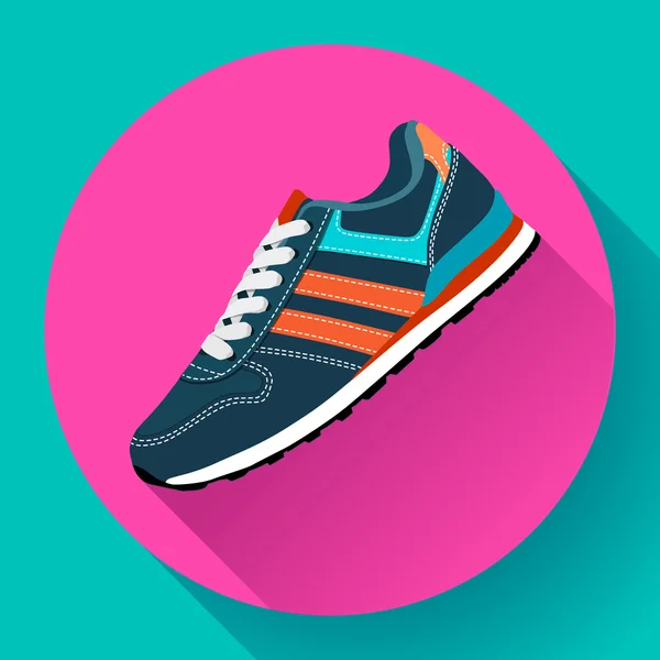 Eğitim Koşu Ayakkabı için Fitness Spor ayakkabı ayakkabı tasarım uzun gölge ile düz — Stok Vektör