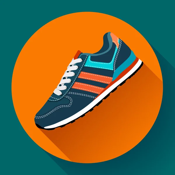 Tênis fitness sapatos para treinamento de corrida sapato design plano com sombra longa — Vetor de Stock