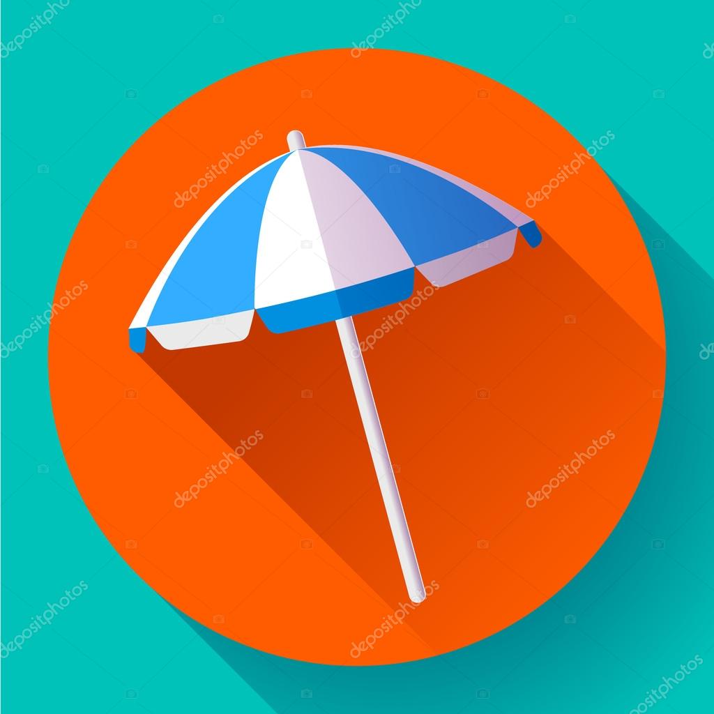 Beach umbrella, top view icon. Vector. Flat design style