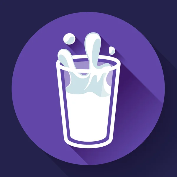 Glass of milk splash vector icon flat style — Stock Vector