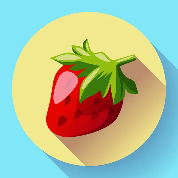 Icono de fresa con sombra larga — Vector de stock