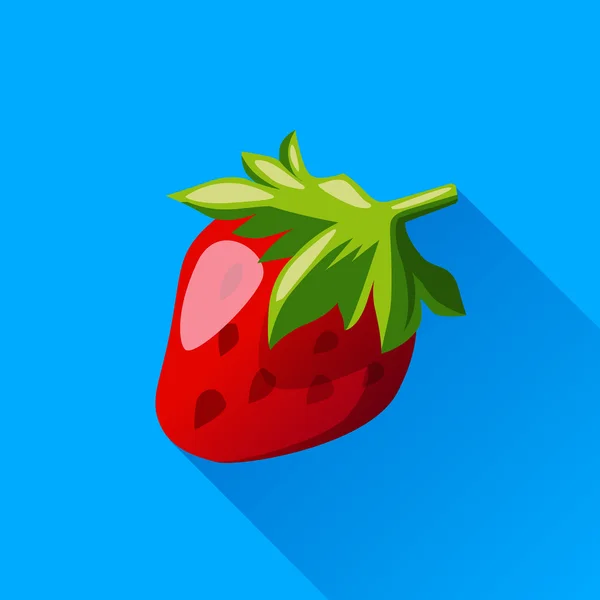 Icono de fresa con sombra larga — Vector de stock