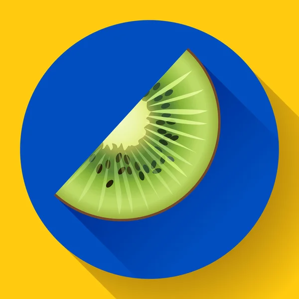 Ícone de kiwi de frutas estilo plano — Vetor de Stock