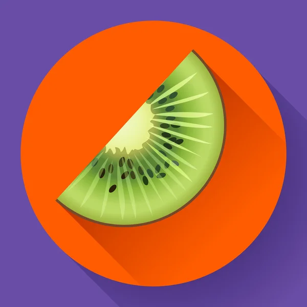 Ícone de kiwi de frutas estilo plano — Vetor de Stock