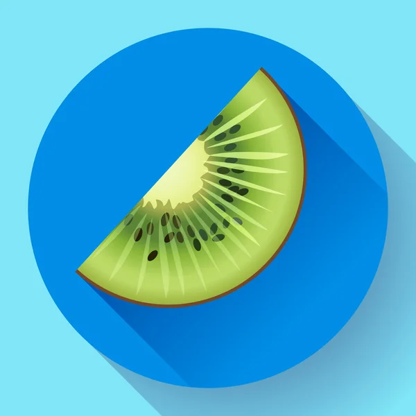 Ícone de kiwi de frutas estilo plano — Vetor de Stock