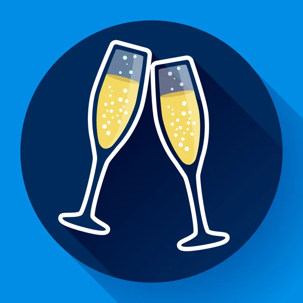 Dwie szklanki szampana płaskie ikona - symbol świętowania — Wektor stockowy