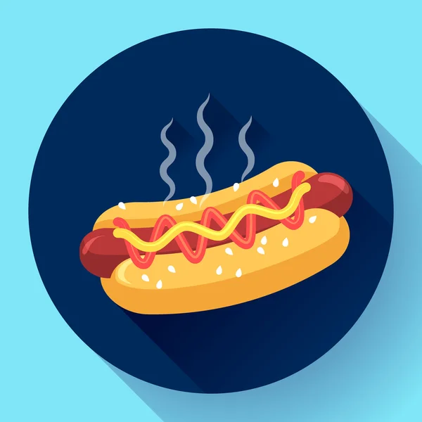 Hotdog-Vektorsymbol. Hotdog Wohnung Fast Food Illustration — Stockvektor
