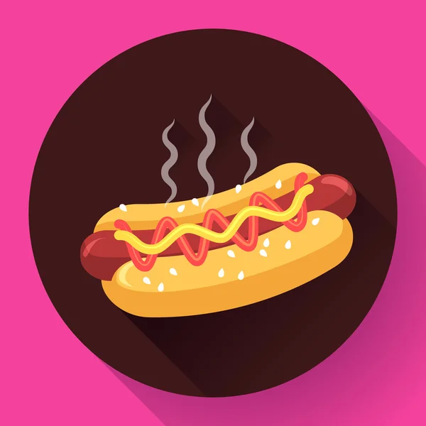 Hot Dog vektor ikonra. hotdog lapos gyorsétterem illusztráció — Stock Vector