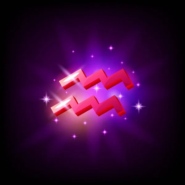 Значок Созвездия Водолея в космическом стиле на темном фоне с галактикой и звездами. Зодиакальный знак воздушной векторной иллюстрации. — стоковый вектор