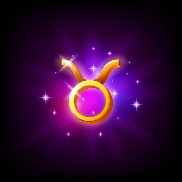 Ikona konstelacji Taurus w stylu kosmicznym na ciemnym tle z galaktyką i gwiazdami. Zodiaku znak ognia Wektor Ilustracja. — Wektor stockowy