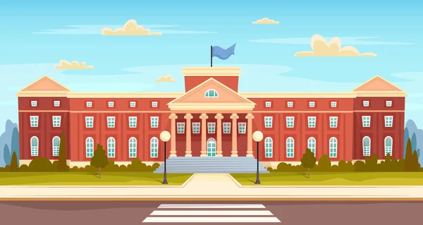 University building with the street. school modern concept vector illustration — Stock Vector