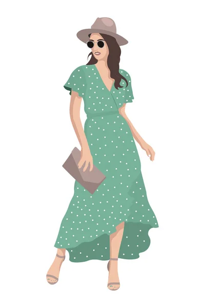 Las mujeres en tacones altos vestidos con ropa de moda con estilo ilustración de moda femenina — Vector de stock