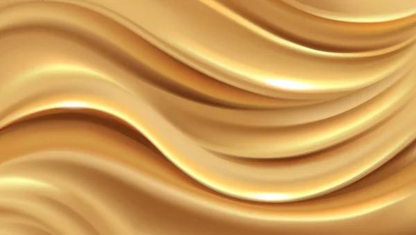 Abstrait fond d'onde d'or, jaune cher fond d'or de soie de luxe pour les cartes VIP, illustration vectorielle. — Image vectorielle