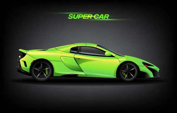Ρεαλιστικό πράσινο super coupe αυτοκίνητο σχεδιασμό έννοια, πολυτελές αυτοκίνητο supercar, διάνυσμα — Διανυσματικό Αρχείο