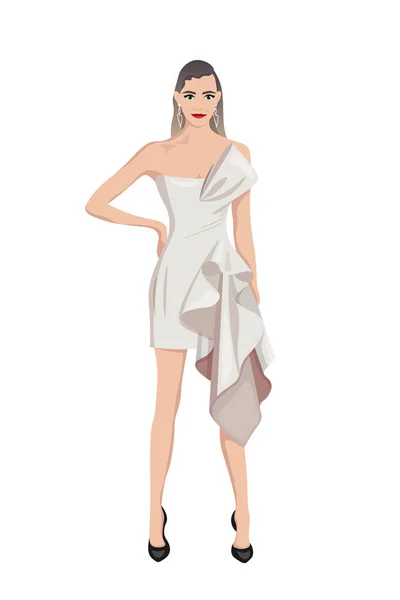Mulheres de salto alto vestidas com roupas elegantes da moda - ilustração de moda feminina —  Vetores de Stock