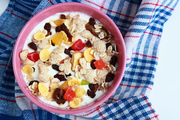 Homemade muesli with yogurt — Stock Photo, Image