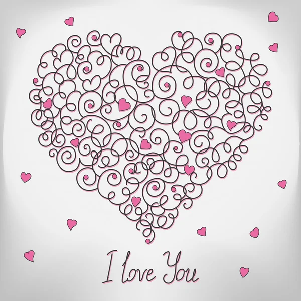 Tebrik kartı çiçek kalp şeklinde. Sen işaret seviyorum — Stok Vektör
