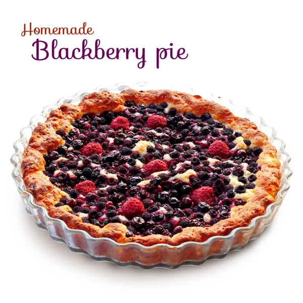 Homemade Blackberry pie isolated on white background — Stock Photo, Image