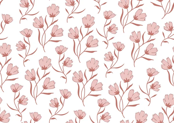 Motif sans couture fleurs d'automne colorées en marsala pantone moderne sur blanc — Image vectorielle