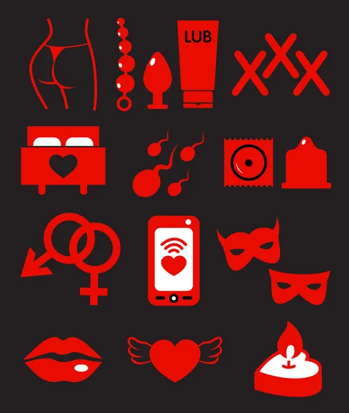 Vector conjunto de iconos de la tienda de sexo — Archivo Imágenes Vectoriales